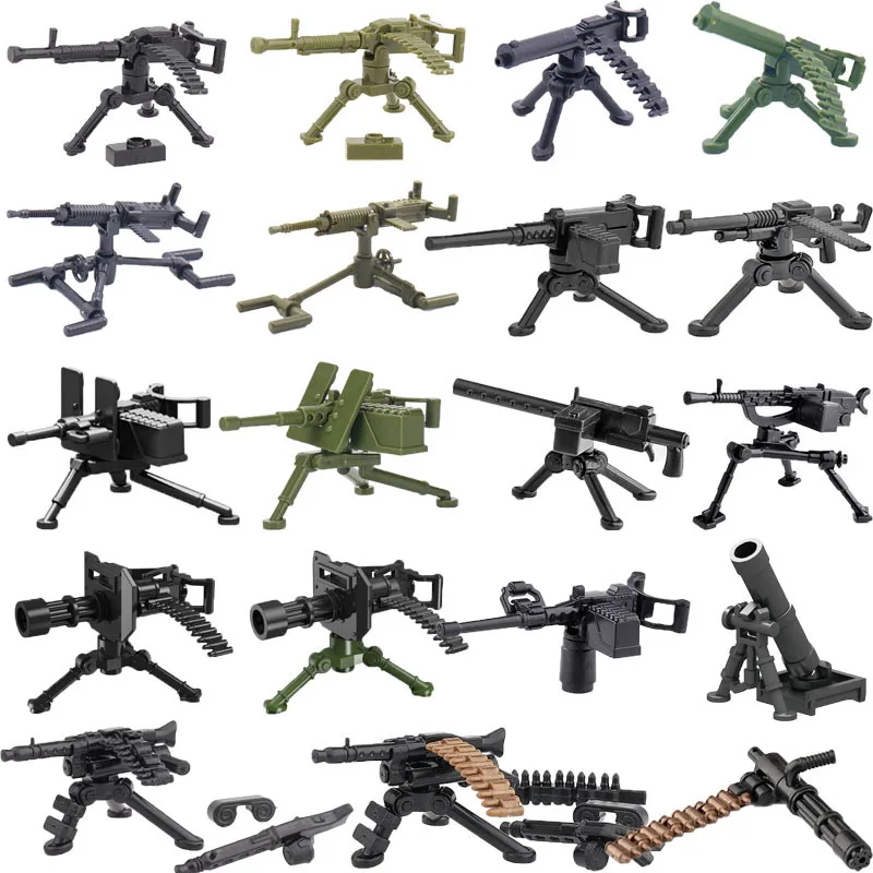

MOC Military Weapons Building Blocks Maxine M1919A4 Gatlin Heavy Machine Guns Army Soldiers Figures Accessories Bricks Toys C237