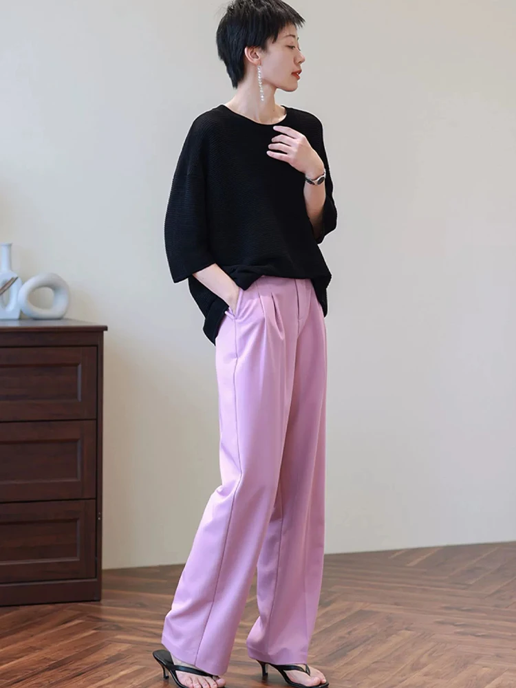 เสื้อถักลำลองสไตล์เกาหลีสำหรับฤดูร้อน ทรงหลวม สวมใส่สบาย เหมาะสำหรับใส่ไปทำงานหรือใส่เที่ยว