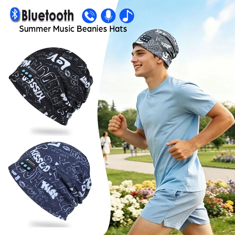 Bluetooth Headphone Wireless Smart Cap Headset Summer Beanie Hats Camping Running Music Earphone Hat Rechargeables Outdoor Sport