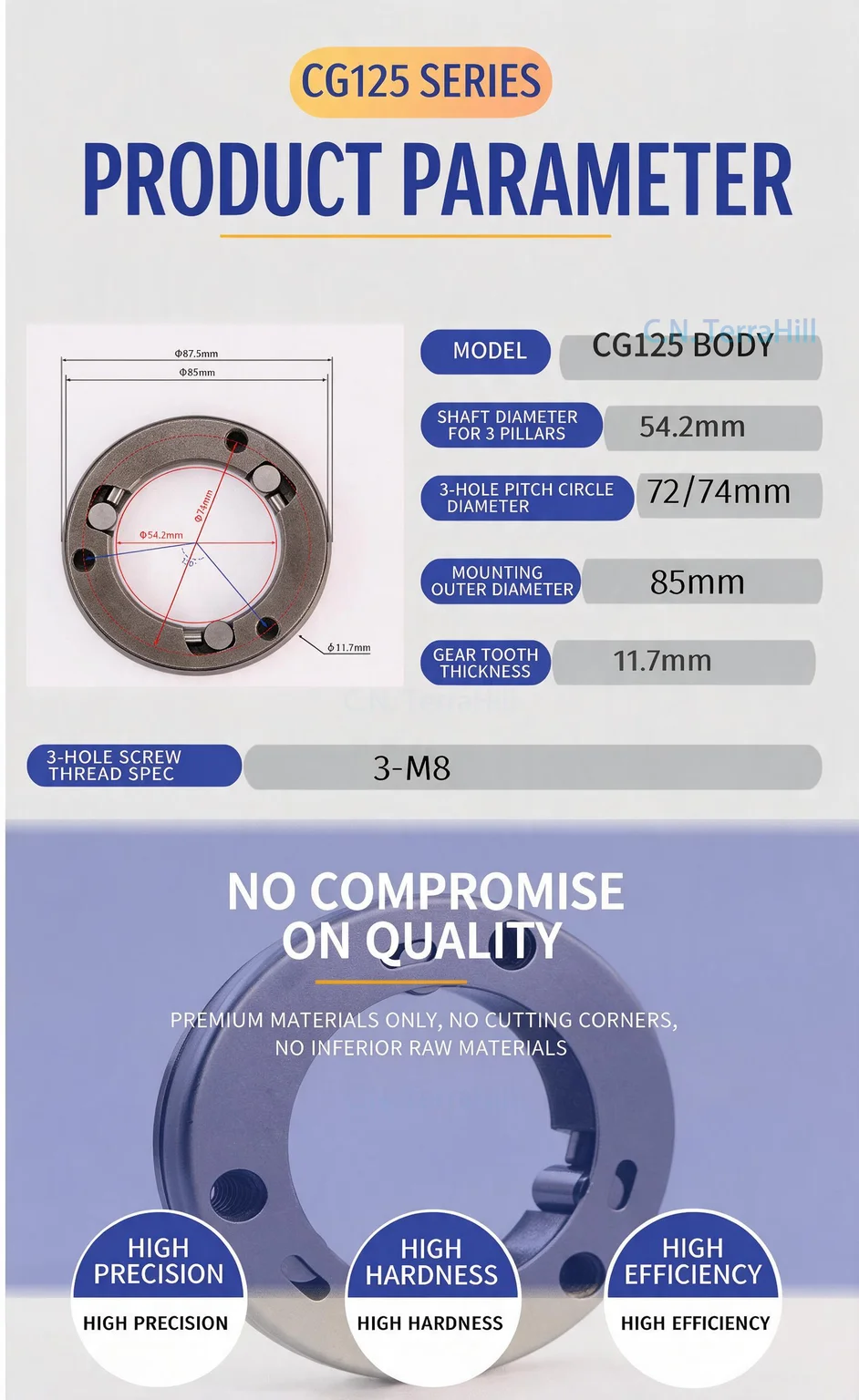 Motorcycle Engine One-Way Clutch Gear for CG125 Engine Assembly Durable Steel Replacement Part
