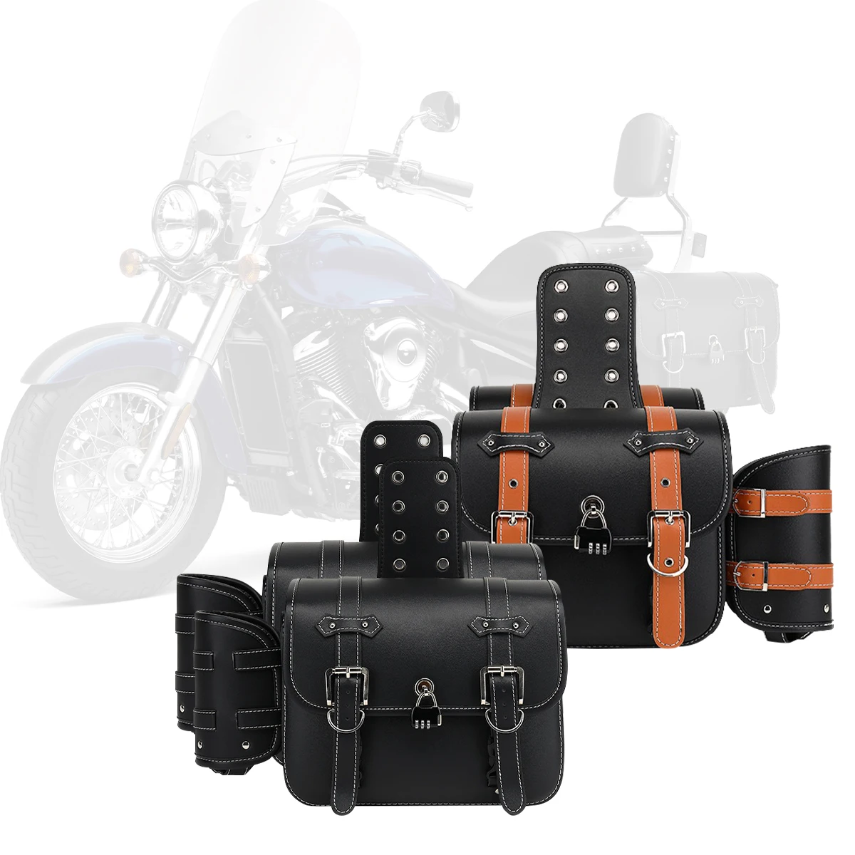 Borse da sella per moto borse laterali in pelle PU per Yamaha per Honda per Sportster XL 883 1200