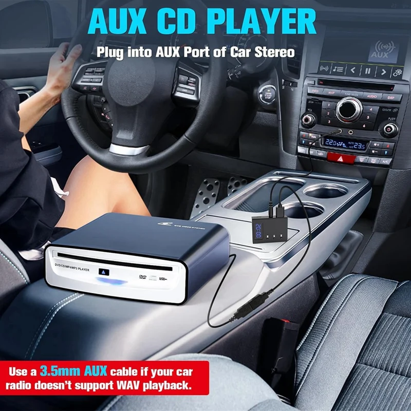 ABSQ-decodificador de reproductor de CD portátil para coche, adaptador de conversión de decodificador de CD auxiliar AUX, para coche que no admite Audio WAV