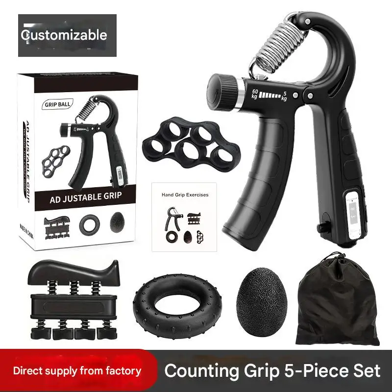 مدرب قوة قبضة العد الميكانيكي لبناء العضلات وتدريبات إعادة تأهيل إصابة اليد مع تمرين الأصابع