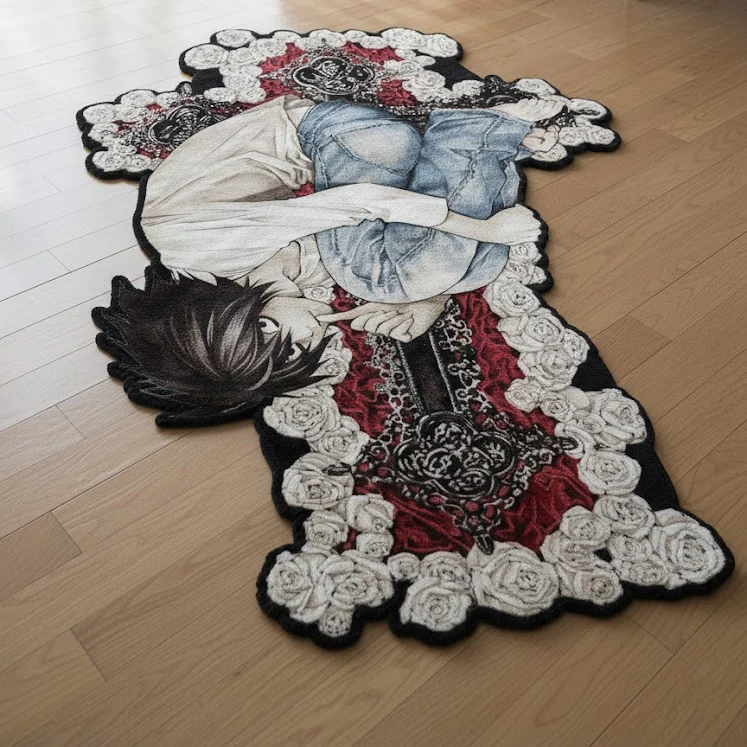 

Death Note L Anime Area Rug Lawliet Unique Shaped Floor Mat Non-Slip Washable Carpet for Home Decor Fans Gifts