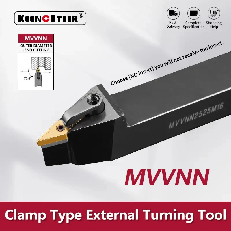 MVVNN1616 MVVNN2020 MVVNN2525 MVVNN3232 External Turning Tool MVVNN Lathe Bar Turning Holder CNC Cutting Tool Cutter Bar