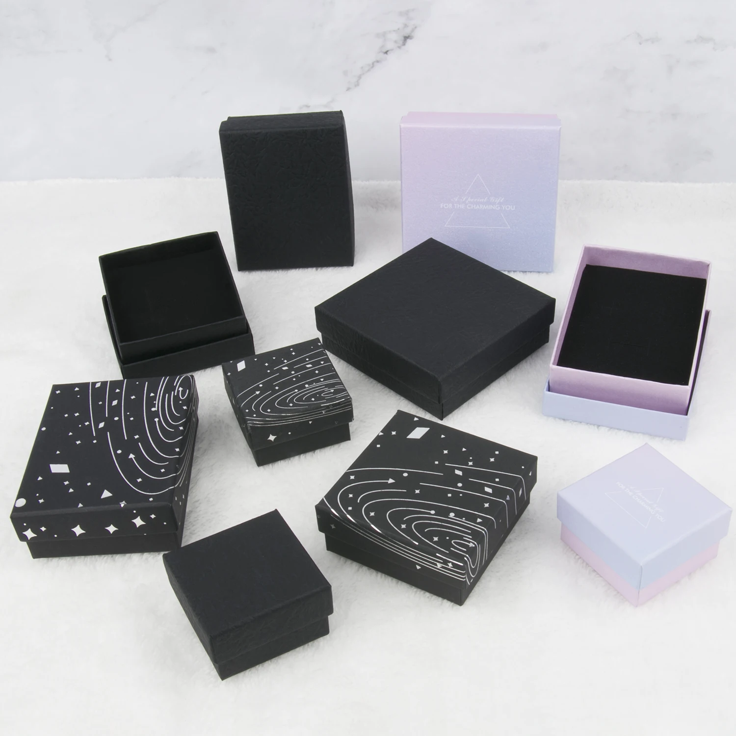 1Pcs Paper Jewelry Box Black Starry Sky Cardboard Boxes For Ring Necklace Earring Pendant Jewelry Display Packaging Box