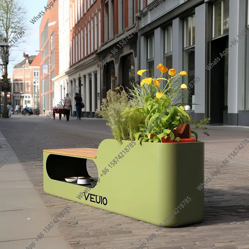 Outdoor flower box seat integrated leisure hollow square flower groove partition seat combination simple customization