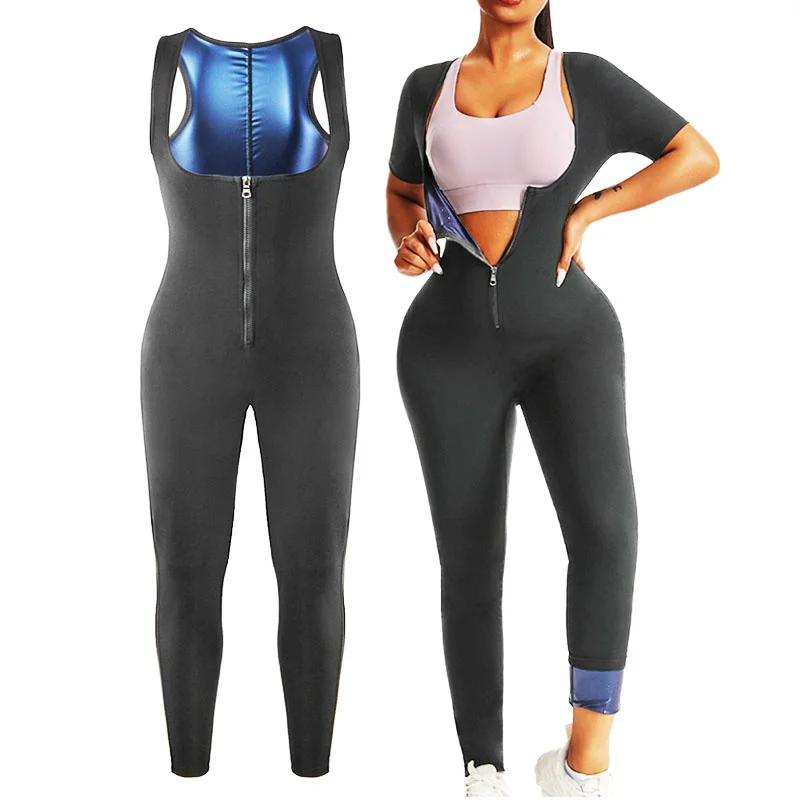 MrifDila Zip up Sauna Suit Women Body Shaper Suit Hot Thermal Shapewear Fat Burn Sweating Shapewear Sleeveless Body Suits Gorset