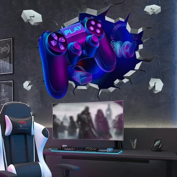 게임 컨트롤러 벽 스티커 놀이방 Ps 조이스틱 비디오 게임 존 게이머 Xbox 벽 데칼, 어린이 방 비닐 홈 장식, 2 개