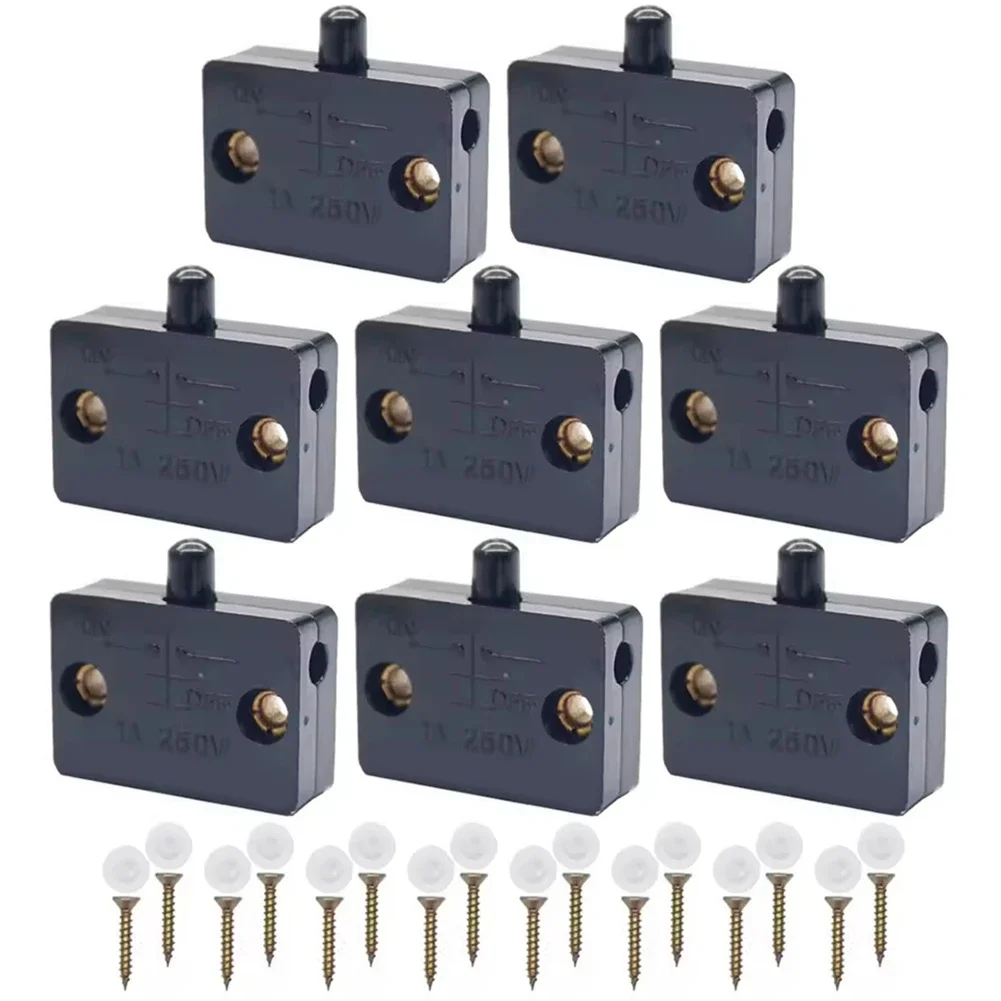 

8pcs Closet Door Switch Automatic Reset Switch Household LED Light Switch Cabinet Door Light Contact Switch