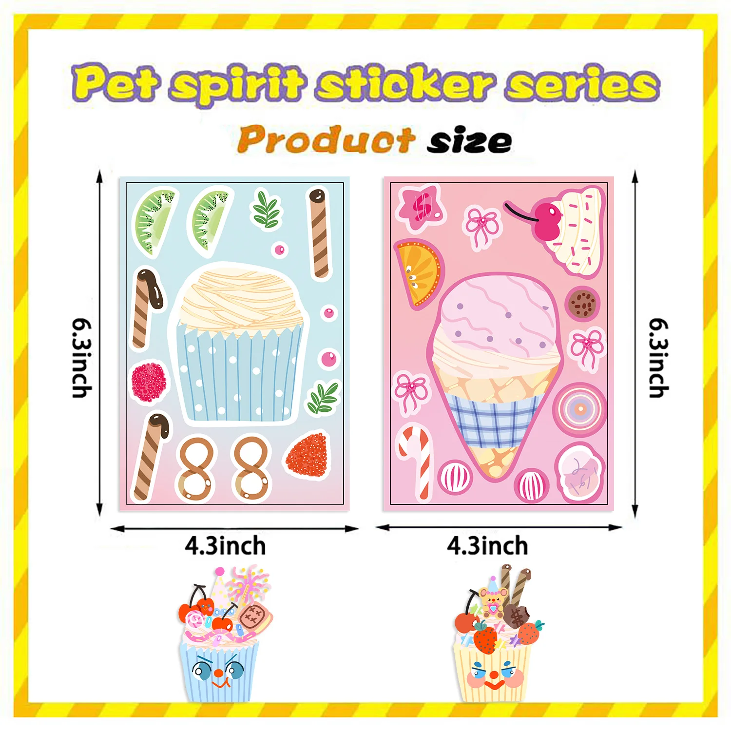 8/16/32pcs Cake DIY Puzzle Sticker Children Funny Make A Face Cartoon Assemble Stickers Kids Toys Boys Girls Gifts﻿