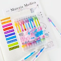10pcs Double-ended Magic Color Changing Highlighter Pen Set Student Diary Scrapbook Painting DIY Making, Office Cute Stationery