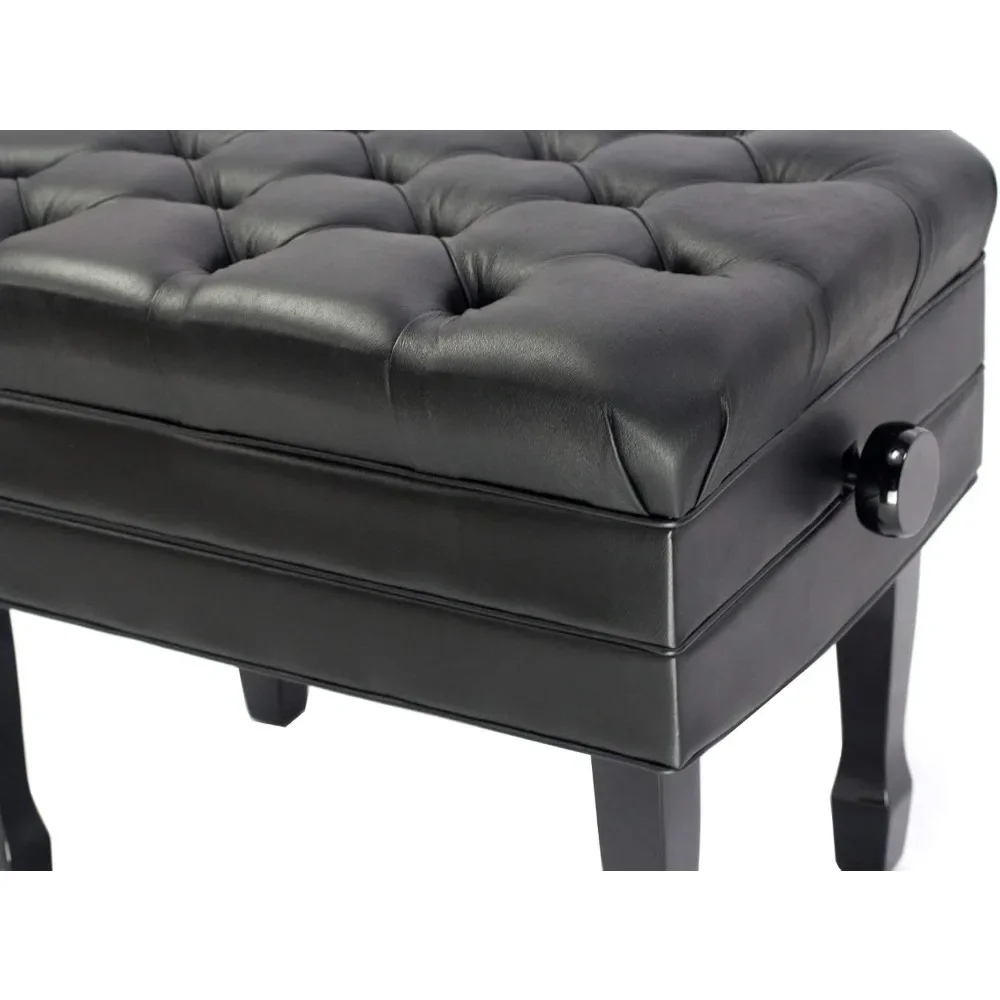 Factory Direct 2026 Genuine Leather Adjustable Piano, Bench Black Solid Wood, Vintage Style Heavy Duty, Ergonomic Keyboard