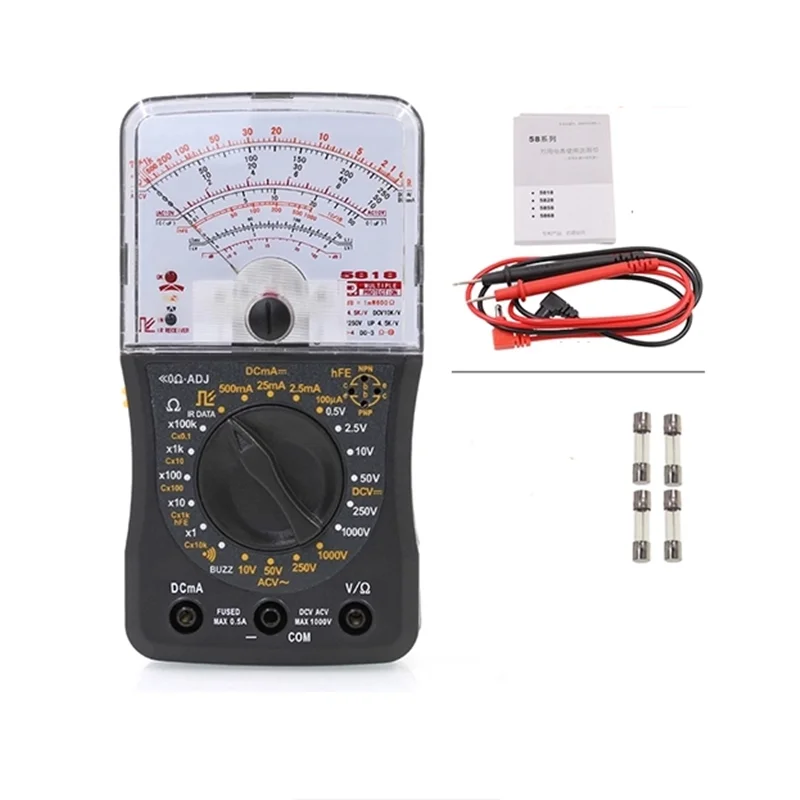 

Электрический мультиметр AC/DC Напряжение Ток батарея dB проверка емкости аналоговый мультиметр 5828