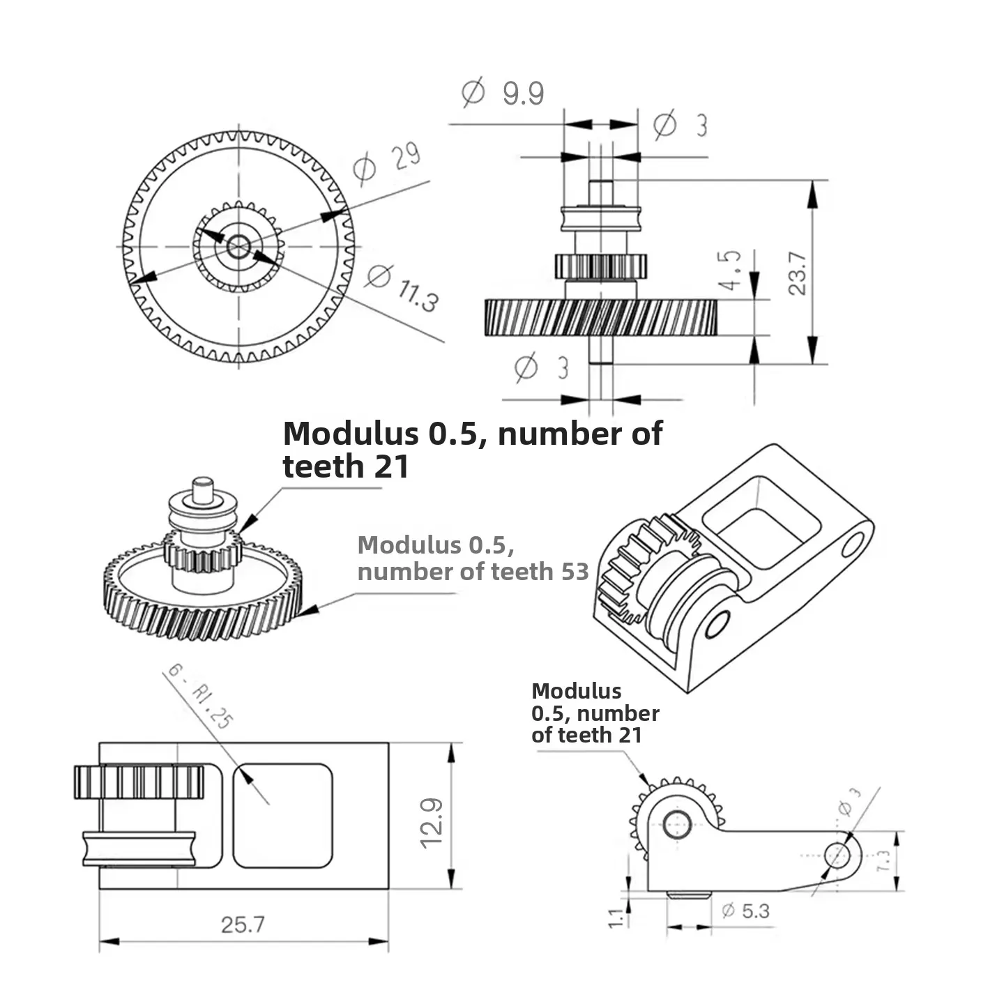 Bambu Lab X1/P1P/S 3D Printer Part - Nano-Coated Hardened Steel Extruder Gear Feeding Assembly