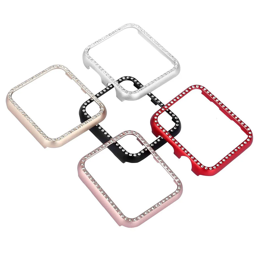 Premium Aluminum Alloy Watch Protective Case Full Coverage Sparkling Rhinestone Bumper for 38Mm 1 2 3 Sport view 6
