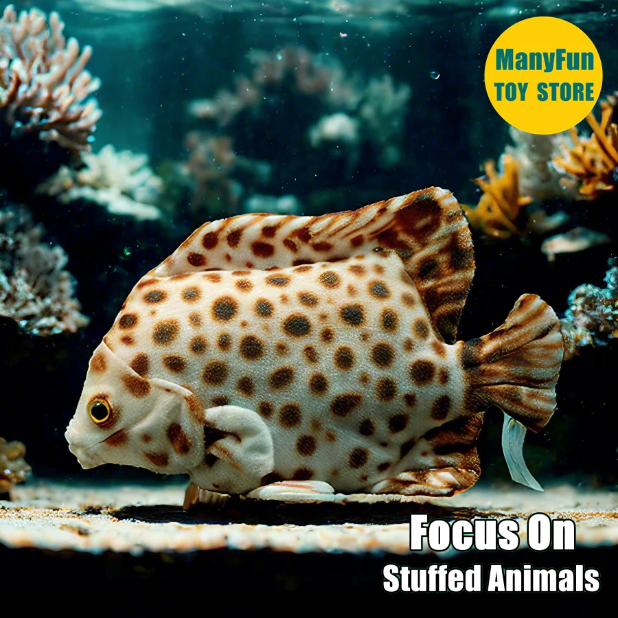 Realistic Scatophagus Argus Stuffed Animal, Soft Butterfish Plushie, Lifelike Spotted Scat Fish Plush Toys
