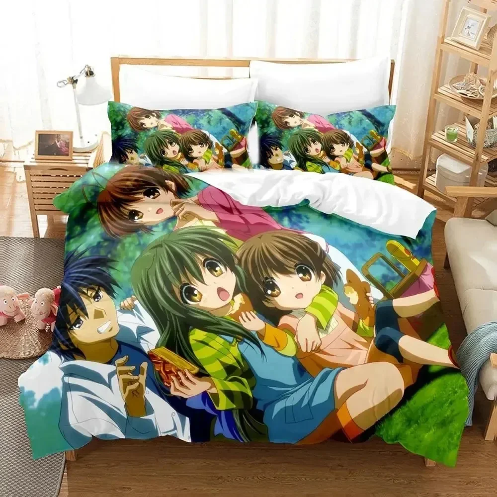 3D Print Anime CLANNAD Bedding Set Duvet Cover Bed Set Quilt Cover Pillowcase Comforter king Queen Size Boys Adult Bedding Set