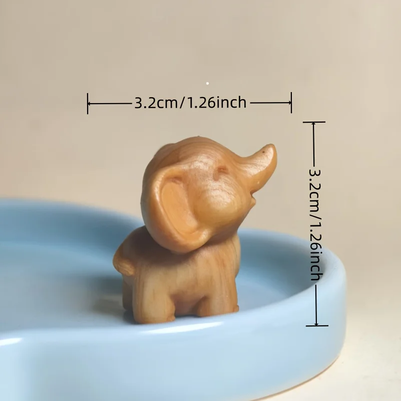 1/2pcs Wooden Elephant Figurines, Hand-Carved Mini Elephant Statues, Cute Animal Ornaments for Home Office Desk Decor, Good Luck