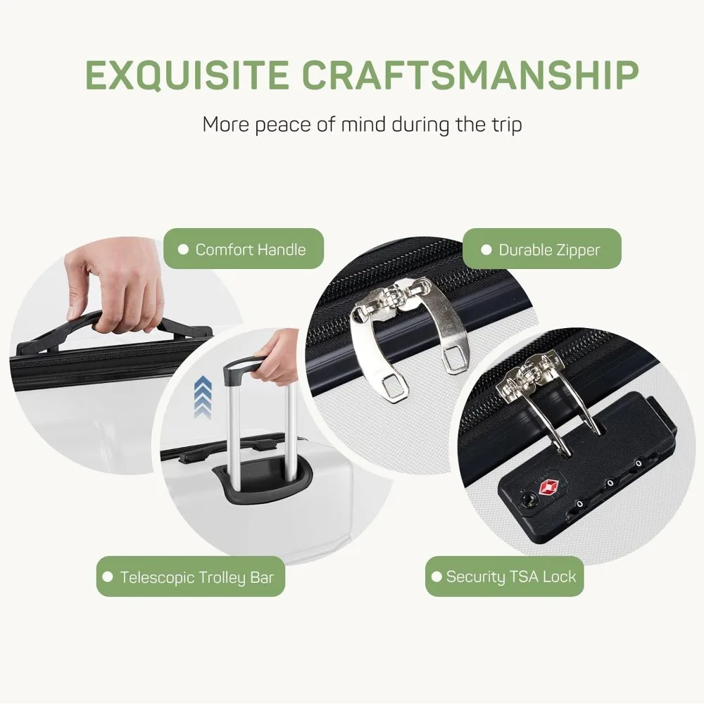 White 20-24-28 Inch Travel Luggage Set with Versatile Storage Options