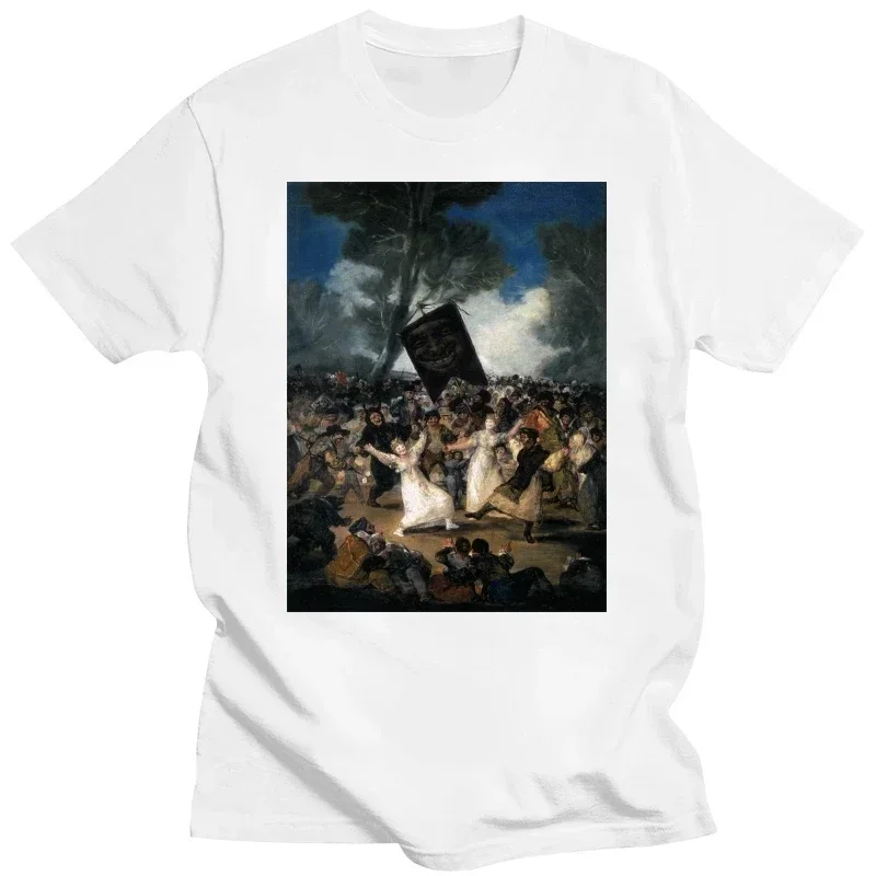 Goya tees Francisco Goya-El Entierro De La Sardina 1808 1812 T-Shirt Cotton Short Sleeves Tee Shirt Man  Cotton.streetwear.anime