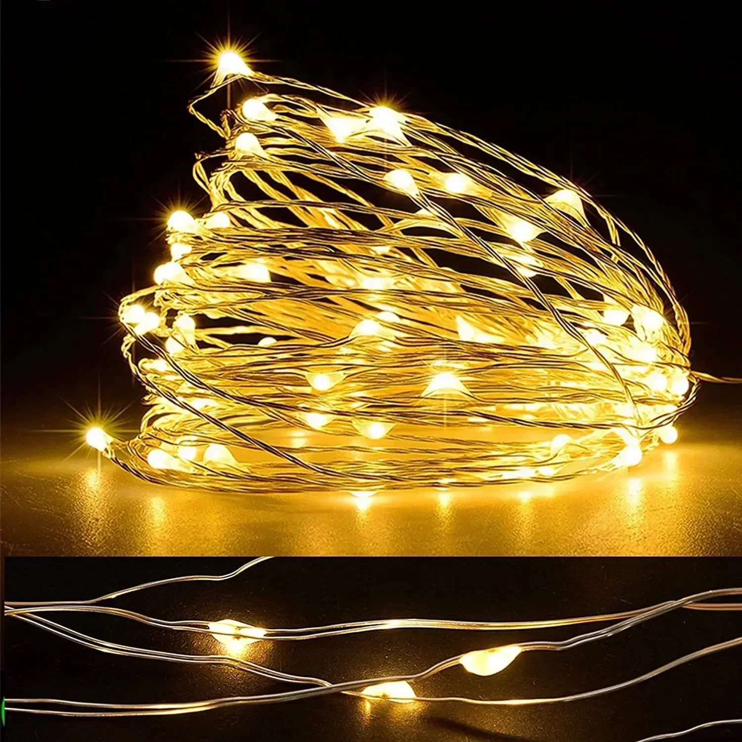 Battery Box 10/5/2/1M LED Silver Wire String Lights Fairy Garland Light for Christmas Wedding Party Home Holiday Room Decoration