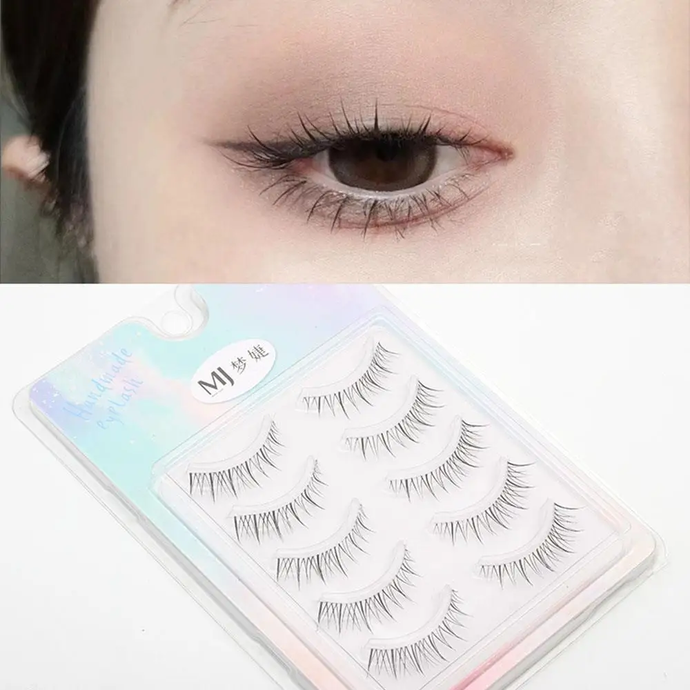 5 Pair Korean False Eyelashes Natural Lightweight Soft DIY Eyelash Extensions Transparent Stem Fake Eyelashes Women Makeup