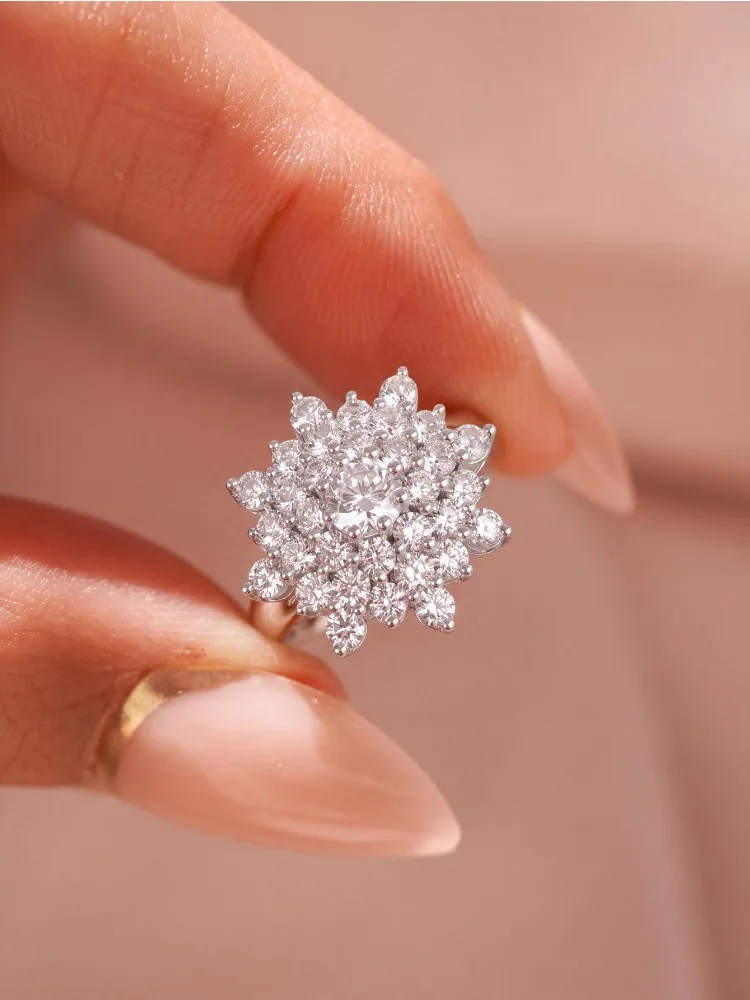 Brilliant 925 Sterling Silver Gorgeous Sunflower Zircon Ring For Women Engagement Wedding Luxury High Quality Fine Jewelry