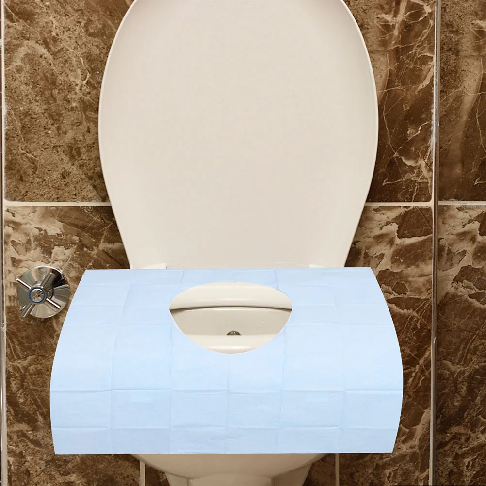 

20 Sheets Disposable Toilet Seat Covers Sky Blue Thick PE Film Public Restroom Home Travel Hygiene Protection