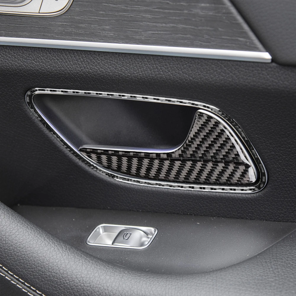 For Mercedes-Benz W167 GLE 300 350 400 450 2019-2024 Carbon Fiber Car Accessories Inner Door Handle Panel Set Cover Trim Sticker