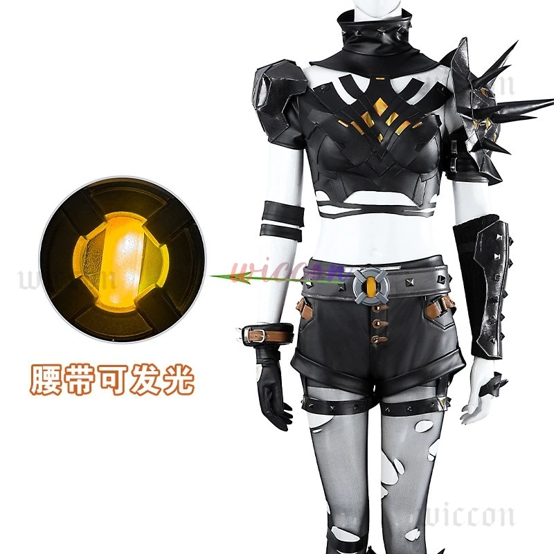 Nuovo gioco Rivals Donna Magik Costume Cosplay Costumi Illyana in pelle nera Top Pantaloncini Accessori Halloween Comic Con Outfit