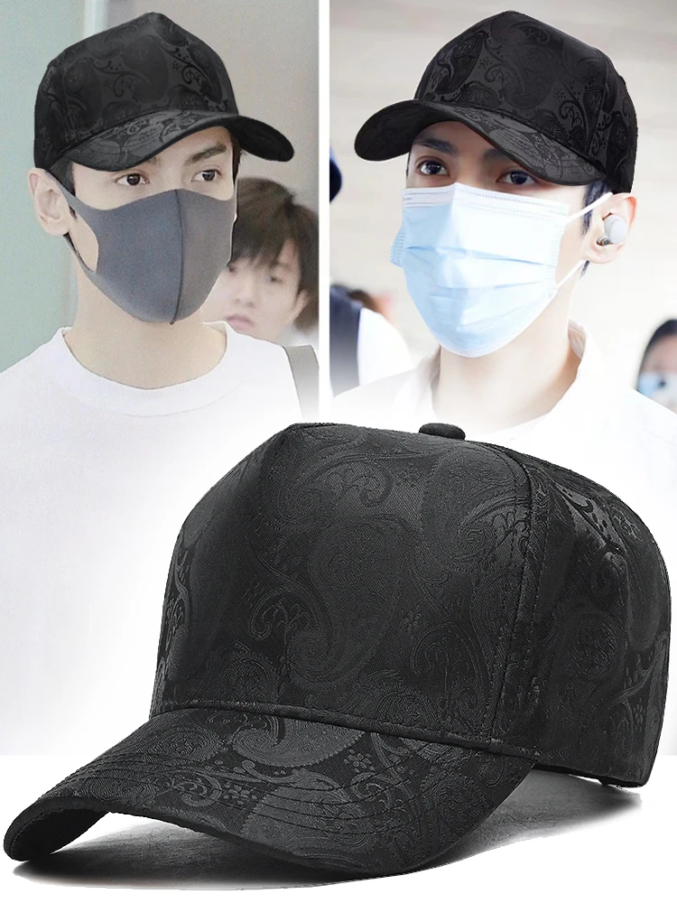 InlnDtor new simple cashew print embroidery big head girth men\'s baseball cap fashion casual sunscreen visor hat women