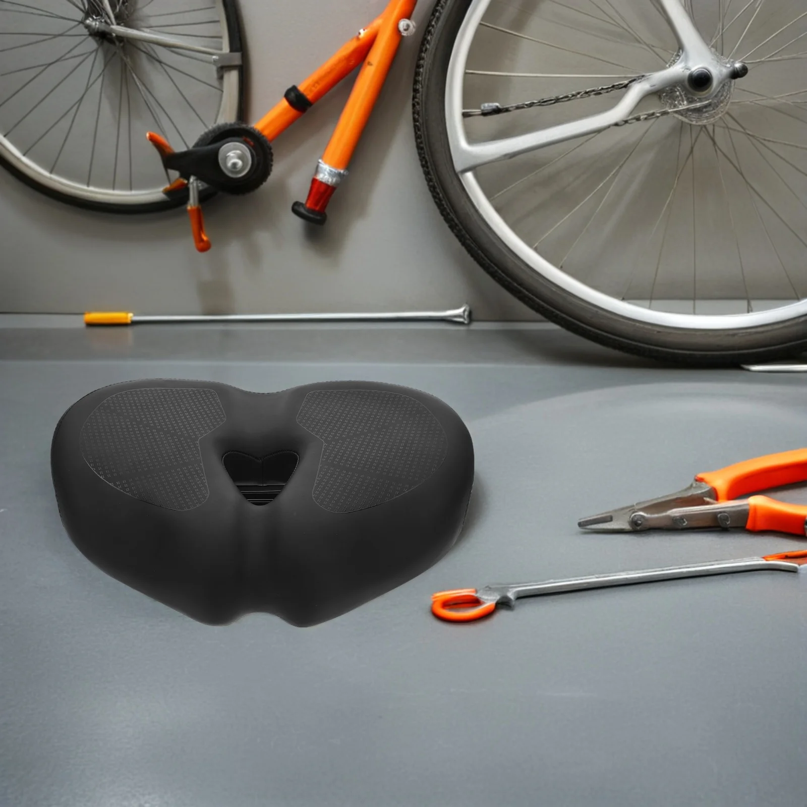 Folding Wide Bike Saddle Replacement Pu Padded Short Nose Shock Absorption For Men Women Outdoor Indoor Cycling Portable