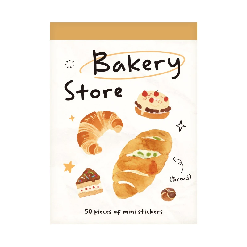 50 Sheets Mini Book Stickers Snack Cake Theme Junk Journal DIY Decor Craft Supplies view 5