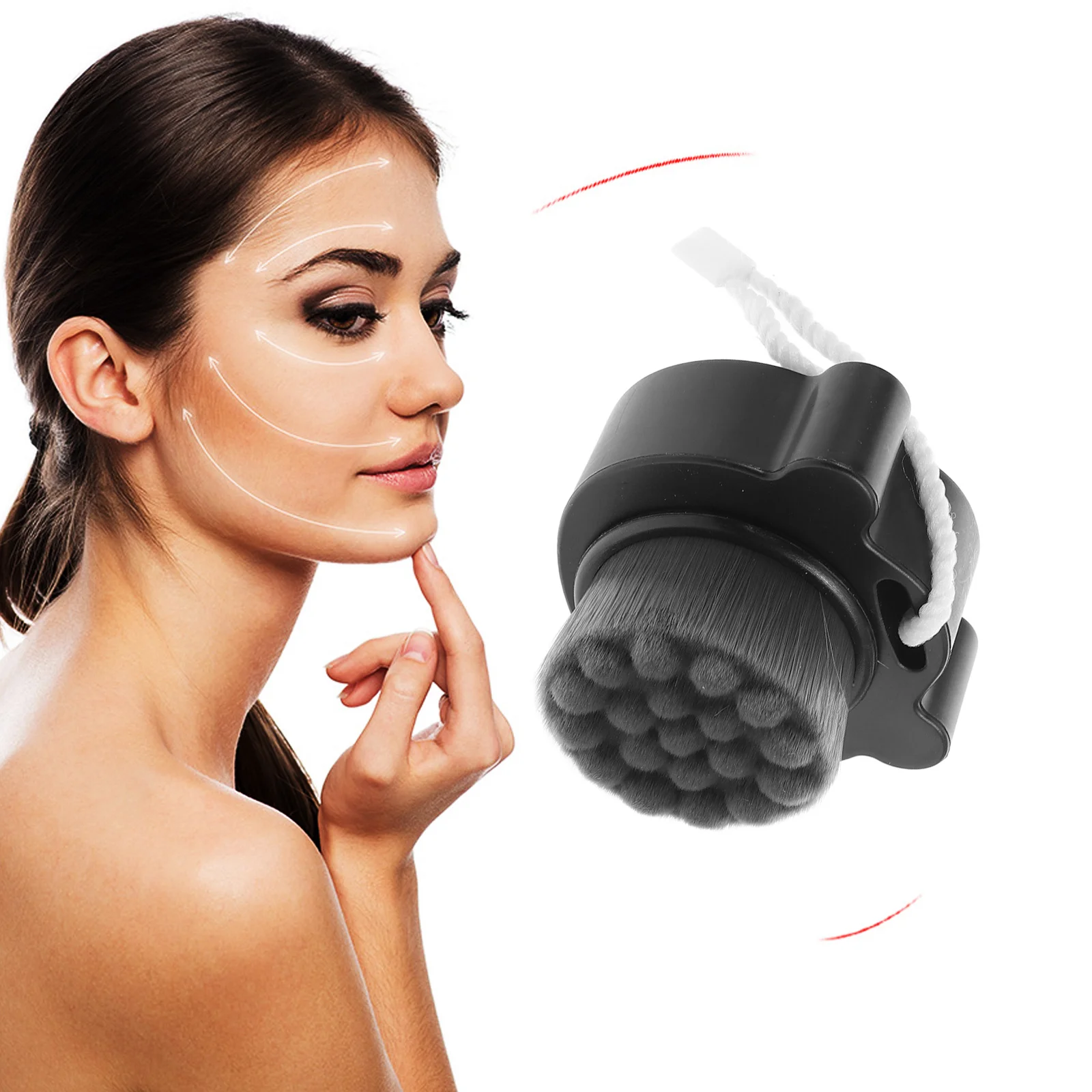 Dubbelzijdige zachte siliconen gezichtsborstel Zwarte hoes Zachte exfoliërende gezichtsscrubber Dagelijkse huidverzorging Douche Loofah Skin Scrubber