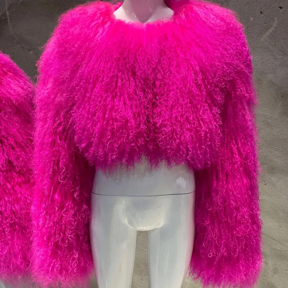 Women Faux Fur Coats Solid Fur Jackets Short Cotton Linen Round Neck Long Sleeves Coverd Button Loose Casual 2026 Autumn Winter