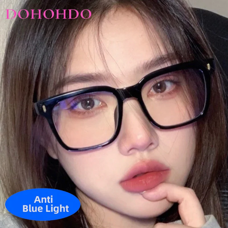 

Popular TR90 Oversized Square Rivets Anti-Blue Light Glasses Men Women Fashion Luxury Designer Computer Play Games Eyewear Очки