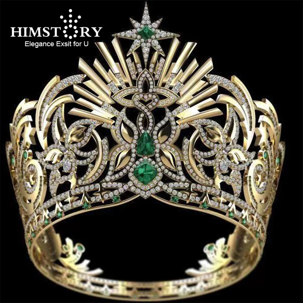 

Himstory 2025 Miss Universe Big Round Hair Crown Headdress Bride Star Tiaras Prom Wedding Hair Jewelry Accessories