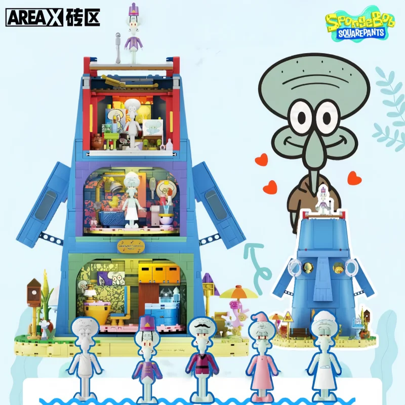 

Squidward Tentacles's House Assembled Building Blocks Stone House Toys SpongeBob SquarePants Model Desktop Decoration Gifts