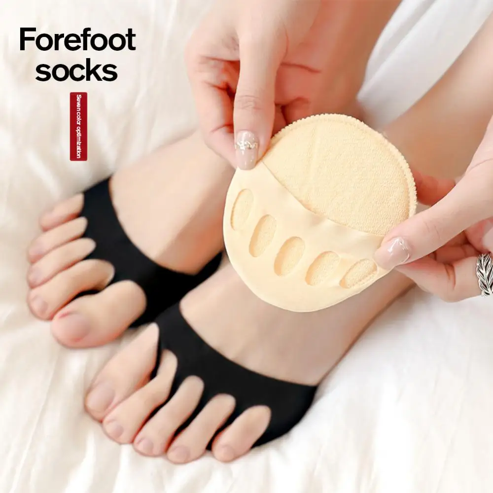 2Pcs/Set Five Toes Forefoot Pads Women Cotton High Heel Orthotics Pain Relief Massage Cushion Invisible Toe Pad Inserts