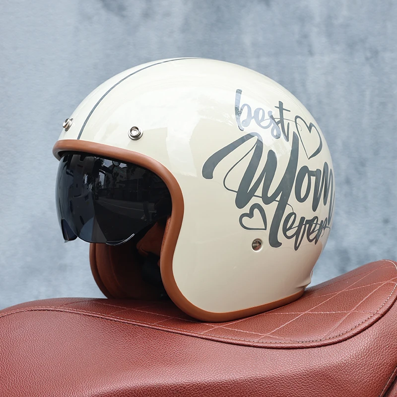 

Motorcycle Retro Helmet Men's and Women's Harley Motorcycle Safety Helmet Cruise Electric Car Four Seasons 3/4 Half Helmet Pedal
