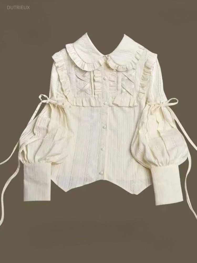 2026 Vintage Black Loose Y2k Aesthetic Shirt Women Streetwear Bandage Bow Grunge Blouse Harajuku Oversized Blusas Camisas Mujer