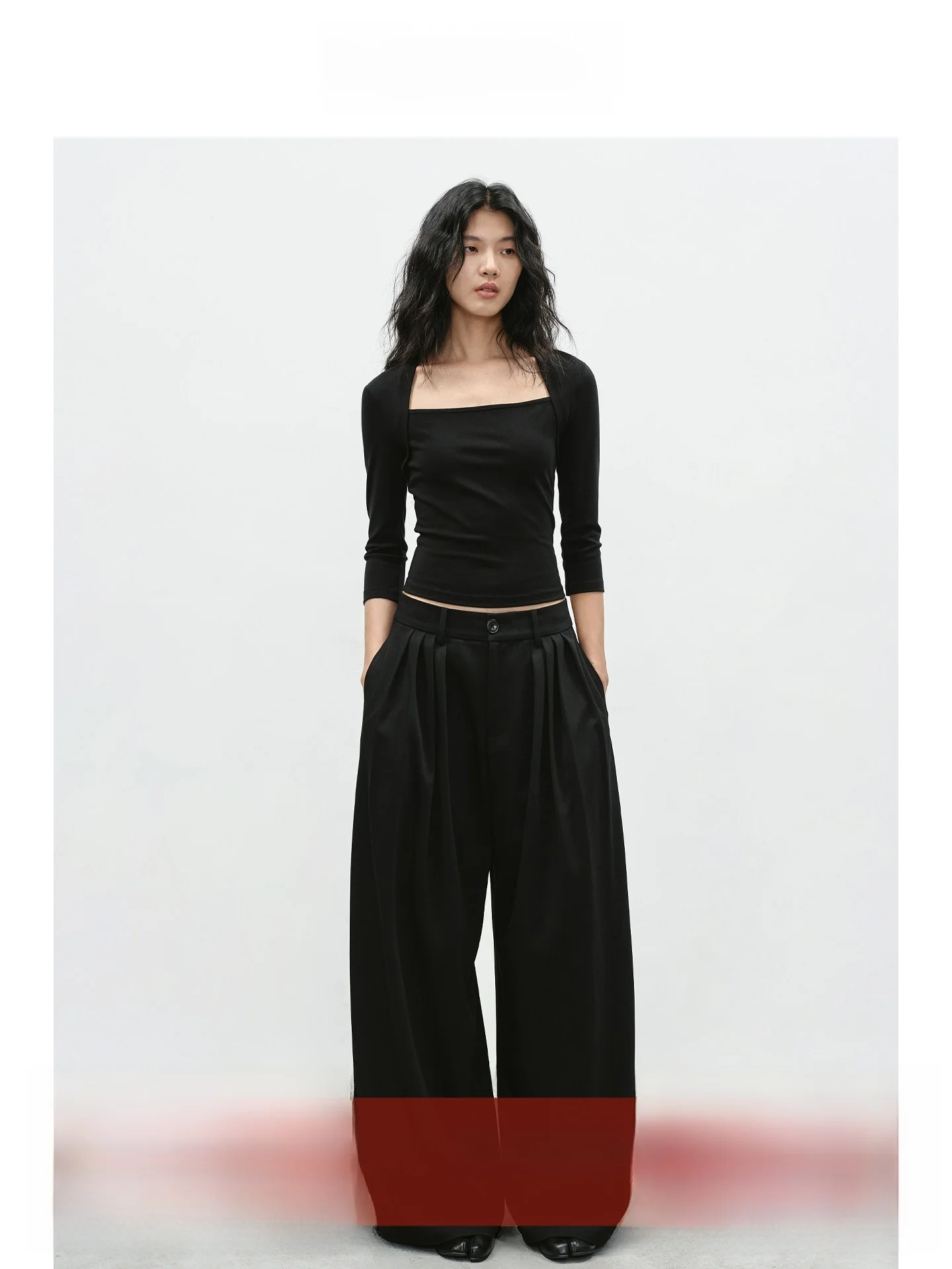 

EIGHTHMONTH Casual Drapey Bla Suit Pants for Women High Waist Straight Leg Long Trousers Spring 2026 Commute Sle