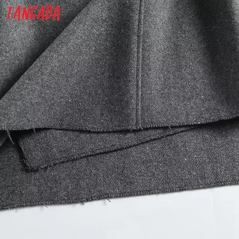 Tangada 2023 Autumn Women Woolen Midi skirt Ladies Chic Elegant Work skirts 4C318