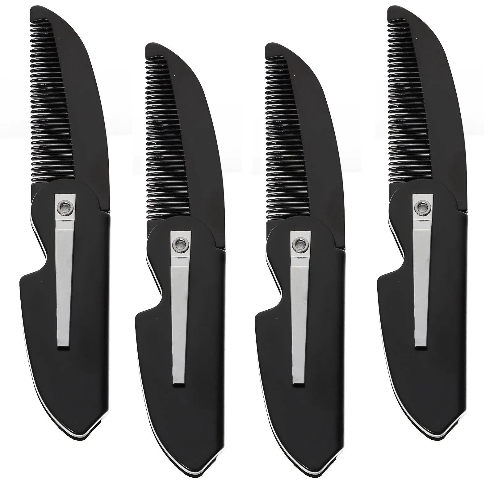 

4 Pcs Folding Plastic Beard Combs for Men Pocket Sized Mustache Comb Portable Grooming Tool Travel Friendly Easy Use Shine