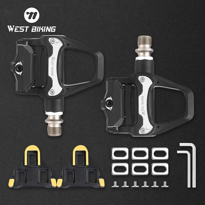 WEST BIKING Bicycle Self-locking Pedal Professional SPD Road Bike Pedals Anti-slip Bike Nylon Pedals With Shimano Locking Cleats