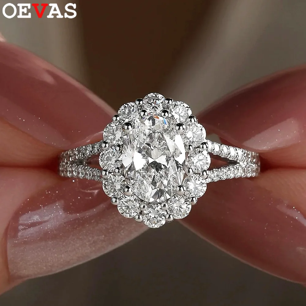 

OEVAS 2CT 7*9MM Oval Cut Moissanite Ring S925 Sterling Silver With GRA Lab Diamond Wedding Band For Women Party Fine Jewelry
