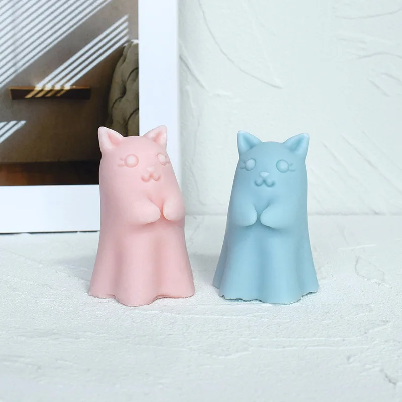 Creative Halloween Cat Ghost Candle Silicone Mold DIY Aromatherapy Gypsum Epoxy Decoration Handmade Soap Abrasive Tool