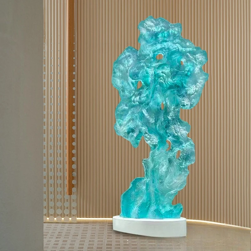 Abstract Taihu stone ornament transparent resin floor sculpture sales office soft decorative art