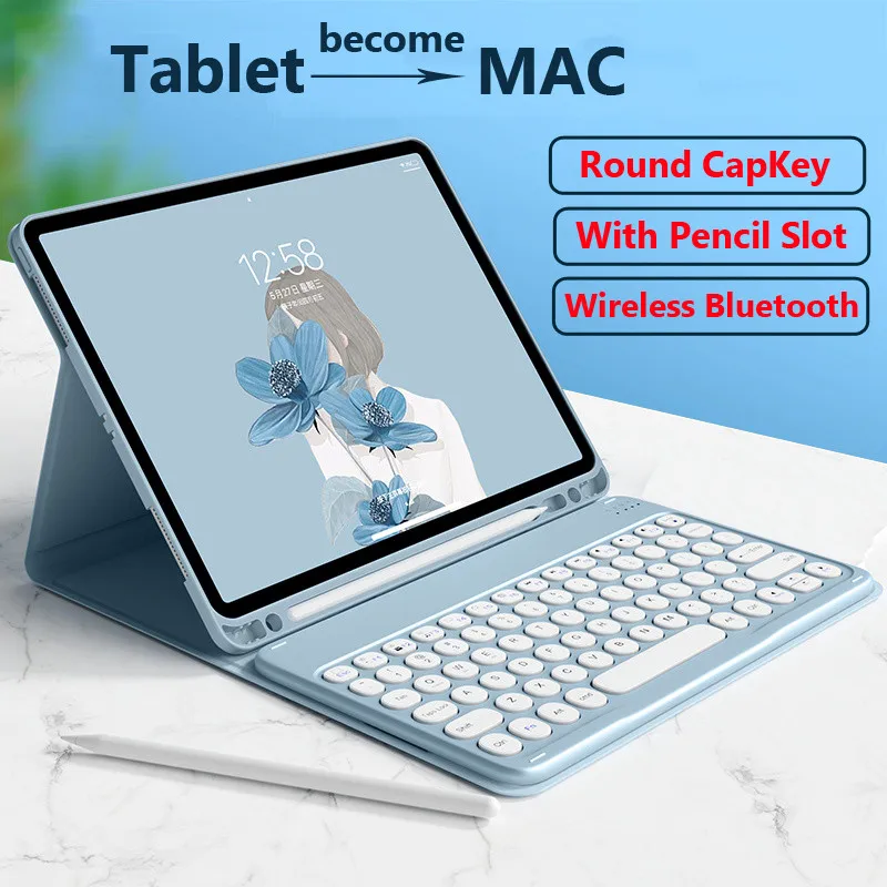 

Чехол с беспроводной клавиатурой для iPad Pro 11 2025 11 A16 10,2 5 6 7 8 9th 10th Air 5 4 3 2 1 Air 11 Mini 6 7 Кожаный магнитный чехол